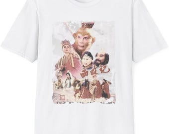 T-shirt rétro roi singe, t-shirt graphique Journey to the West effet vieilli
