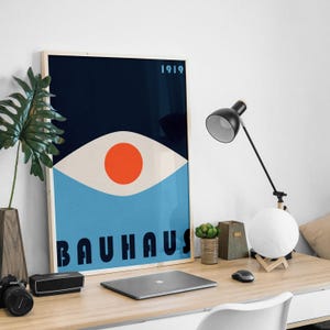 Bauhaus Printable Wall Art, Mid Century Modern Print, Bauhaus Eye Poster Print, Exhibition Poster, Abstract Minimalist Printable Wall Art