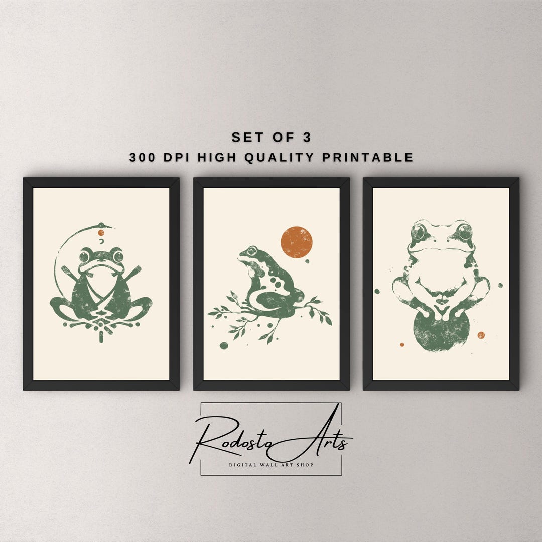 Japanese Frog Posters Set of 3 – Zen Art Digital Wall Decor, Matsumoto ...