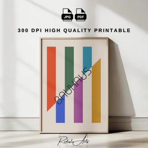 Colorful Bauhaus Exhibition Poster, Bauhaus Wall Art, Geometric Prints, Trendy Bauhaus Poster, Gallery Wall Art, Mid Century Modern Art