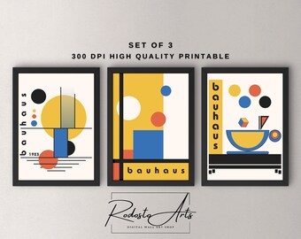 Bauhaus Coffee - Küche Wand Kunst 3er Set, Mid Century Modern Art, Bauhaus Poster Druck, Bauhaus Wandkunst, Galerie Wandkunst, Digitaldruck