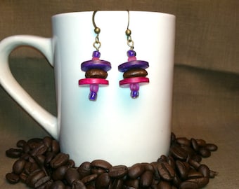 Coffee Bean Earrings - Thinking of Piglet - Authentic Fair Trade Coffee Bean Earrings...FREE U.S. SHIPPING