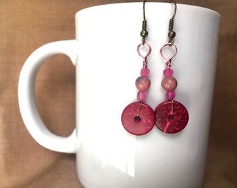 Yummy Pink Earrings...Extreme Decaf...FREE U.S. SHIPPING