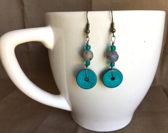 Polynesian Teal... Extreme Decaf Earrings .. FREE U.S. SHIPPING