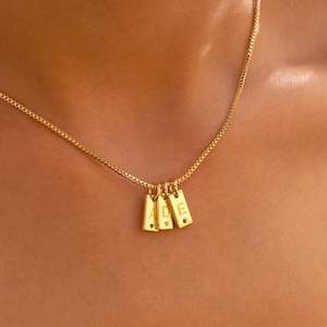 Delicado collar con inicial y piedra de nacimiento, collar personalizado con iniciales y piedra de nacimiento, gargantilla minimalista con etiqueta, collar con nombre para niños, regalo de Navidad