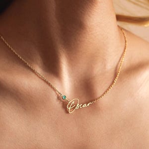 Collier prénom avec pierre de naissance fait main, collier prénom personnalisé, collier avec pierre de naissance, cadeau de Noël pour elle, cadeau femme pour mariage