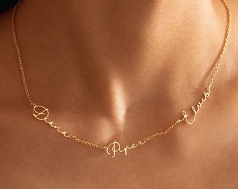 Personalized Multi Name Necklace, Custom Family Necklace, Multiple Nameplated Necklace, Children Name Jewelry, Jewelry Gift, Gift for Mom