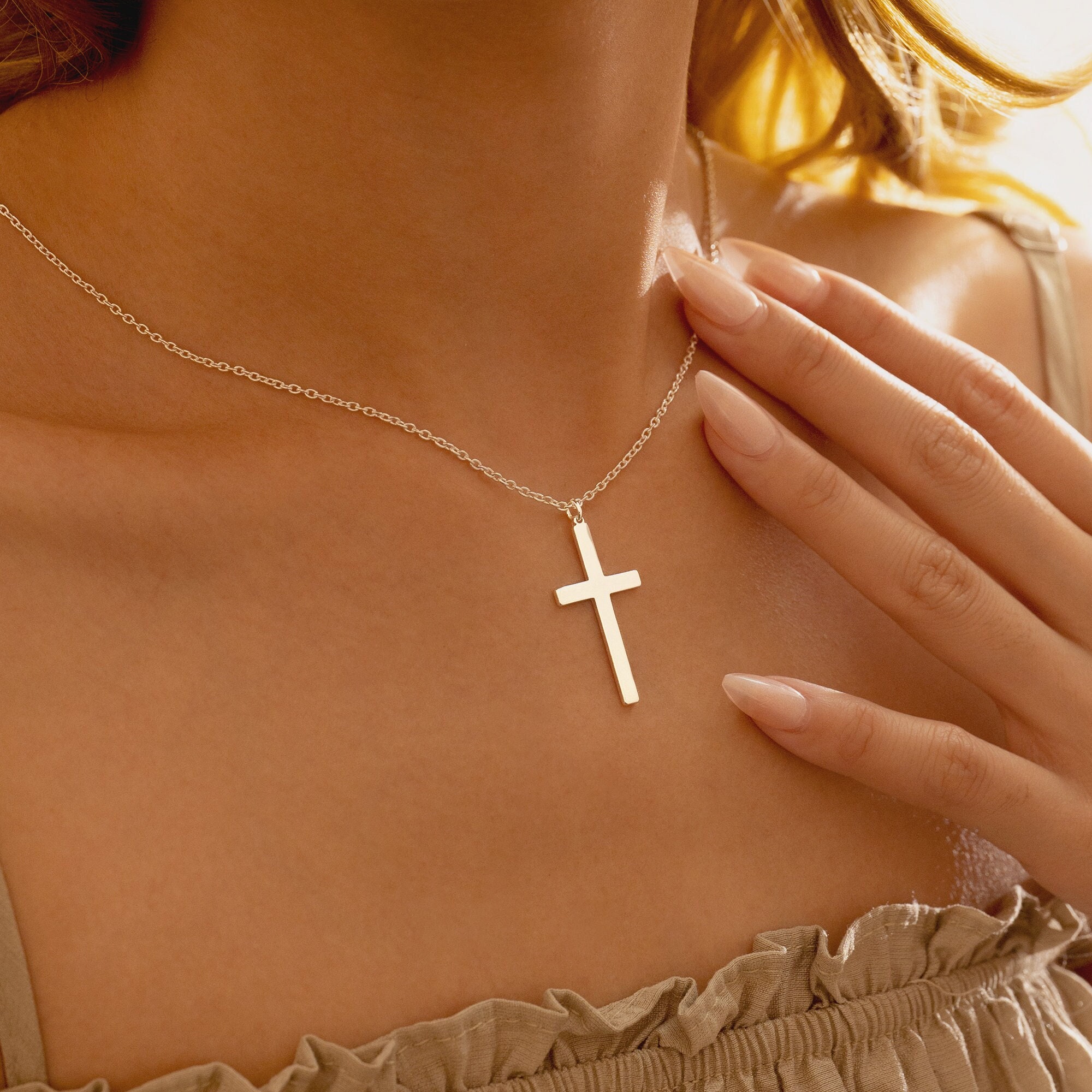 Sterling Silver Ct Tw Diamond Cross Necklace Womens Personalized