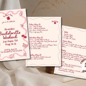 Las Vegas Bachelorette Itinerary & Invitation: Hand-Drawn Doodles (Editable Canva Template, Digital Download)