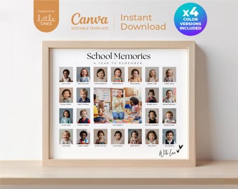 Minimalist Class Photo Collage Canva Template | Printable School Memories Poster | Editable End of Year Gift for Teacher or Students