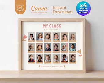Editable Kindergarten Class Photo Canva Template | Printable School Memory Poster | Cute End of Year Gift for Teacher | Digital Download