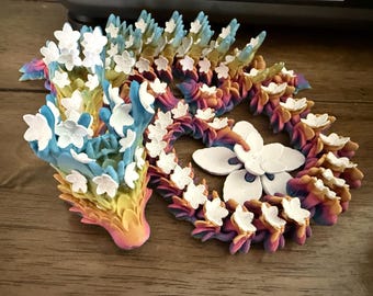 3D Printed Cherry Blossom Dragon - 24 Inch Articulated Dragon Figurine - Fantasy Decor Collectible Gift