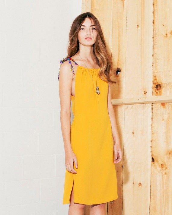yellow cord dress