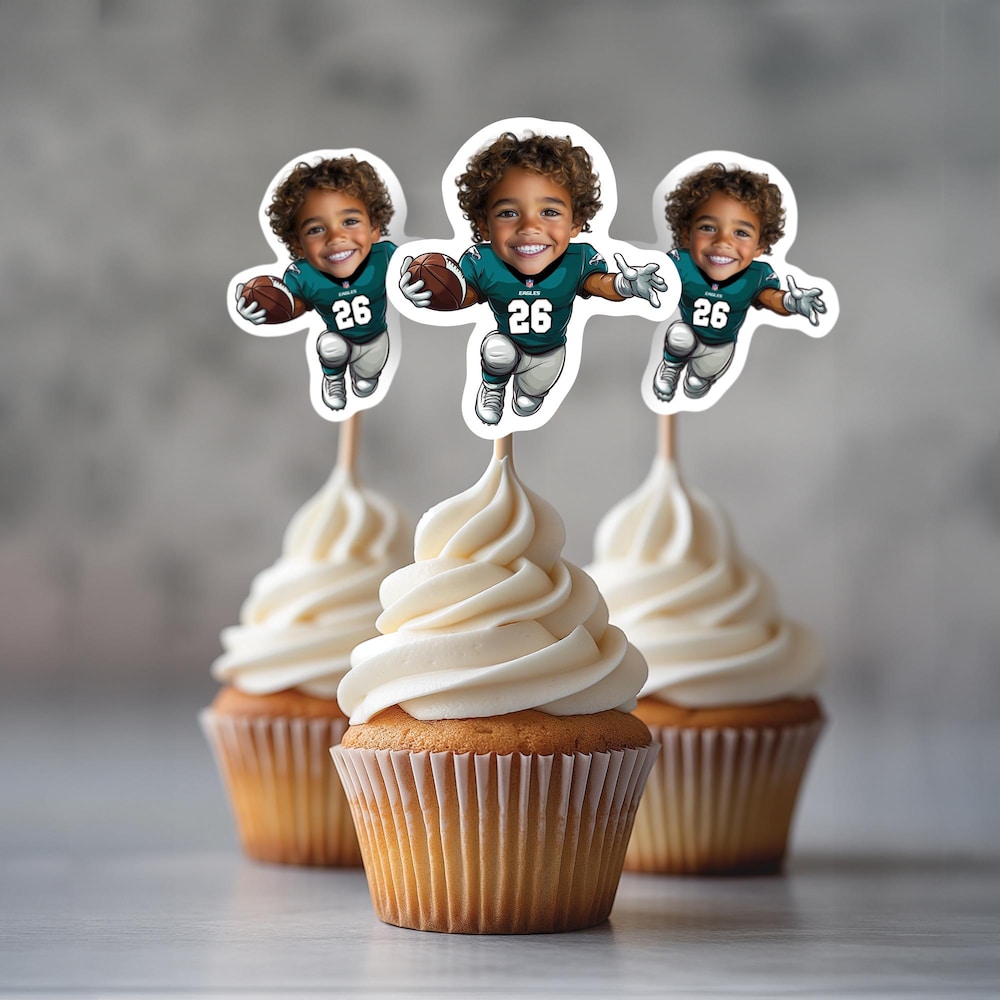 Custom Philadelphia Eagles Cupcake Toppers, 2025 Super Bowl Champions, Personalized Back To School Stickers, Digital Download Party Png Pdf Fashion24Hs
