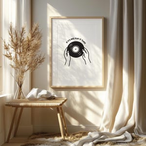 Impression d'art disque vinyle minimaliste, cadeau pour amateur de musique, art mural DJ, téléchargement immédiat, décoration de bureau ou de salle de musique, impression à la maison, oeuvre d'art abordable
