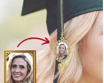 Custom Graduation Tassel with Memorial Photo Charm - Personalized Angel Wing Tassel, Unique Grad Gifts School Graduation College Degree