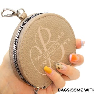 Name Case Keychain Holder Gift Leather Women Wallet, Handmade Minimal Coin Pocket for Women, Personalized Soft Wallet Monogram Gym air pods