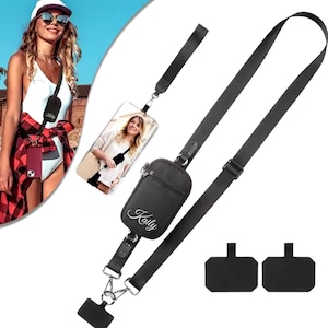 Correa cruzada para el cuerpo, regalo personalizado, porta credencial, bandolera para teléfono celular, accesorios con correa cruzada para teléfono, tarjetero personalizado para iPhone 16, Android