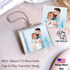 Personalized Photos, Music Lovers Keychain, Custom Mini Album CD Keychain with Photos & Spotify Song gifts Custom NFC Mini Album CD Keychain
