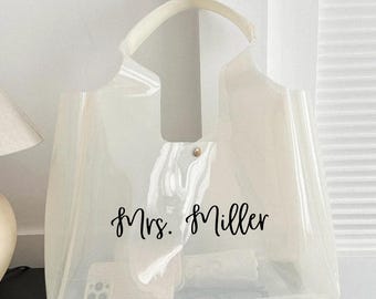 Custom Beach Bag, Bridesmaid Totes,Personalized Tote Bag for Her,Bridesmaid Gifts ,Party Favors，Neon Color Transparent Tote,Bridal Gifts