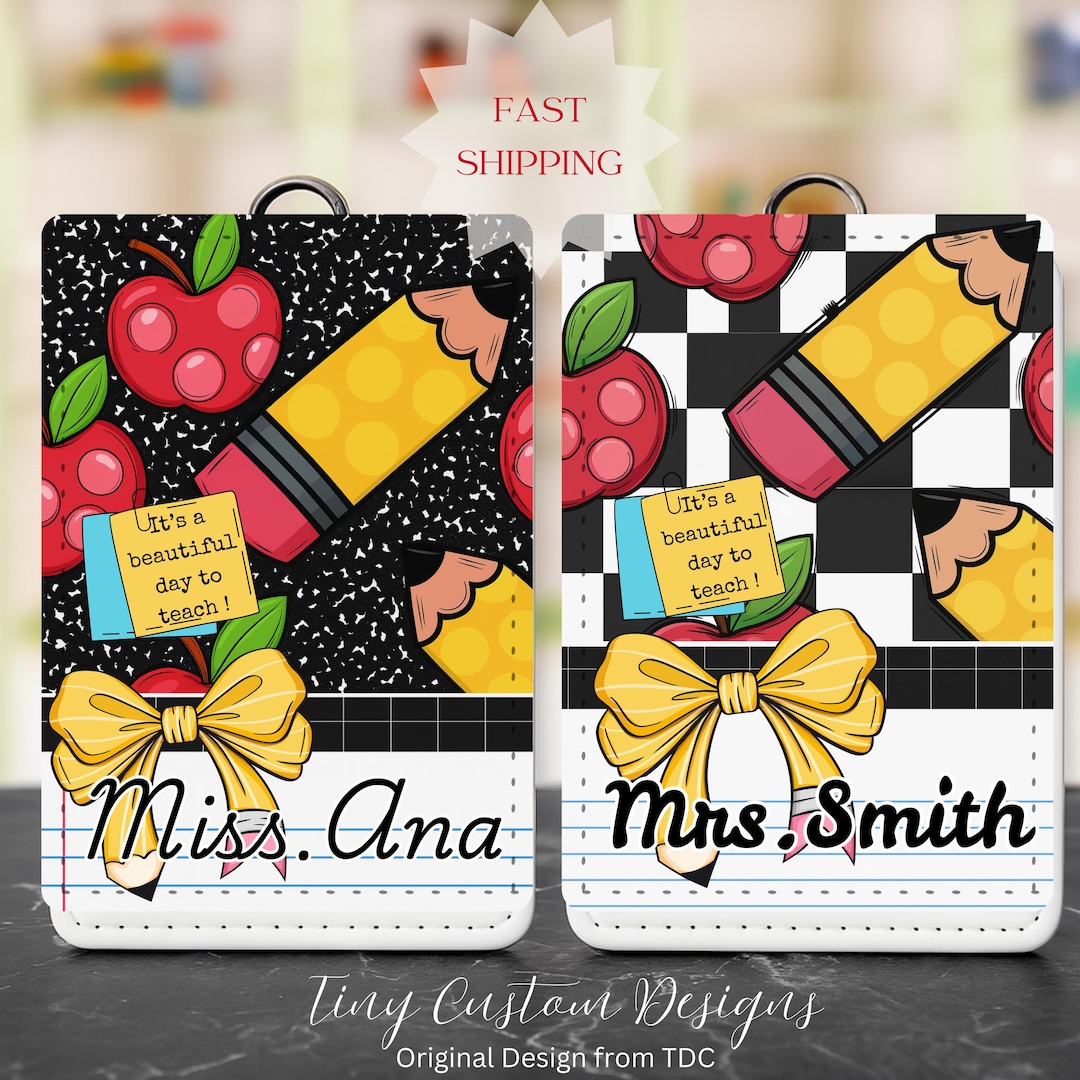 Personalized Teacher Badge Custom Horizontal ID for School Staff Cute ...