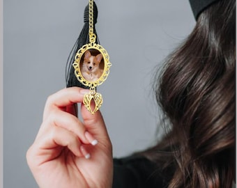 Custom Graduation Tassel with Memorial Photo Charm - Personalized Angel Wing Tassel, Unique Grad Gifts School Graduation College Degree