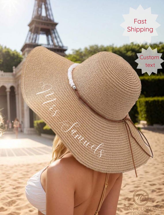 Customized Floppy Beach hats, Bride to be Gift, Custom Beach hat, Personalized hat, Mrs. Beach Hat, Bridesmaid Gift, Future Mrs. Hat, Bride