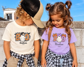Personalized Halloween Shirt, Trick or Treat Bag for Kids, Custom Halloween Tote with Name, Reusable Candy Bag, Cute Witch Costume Accessory