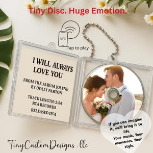 Personalized Photos, Music Lovers Keychain, Custom Mini Album CD Keychain with Photos & Spotify Song gifts Custom NFC Mini Album CD Keychain