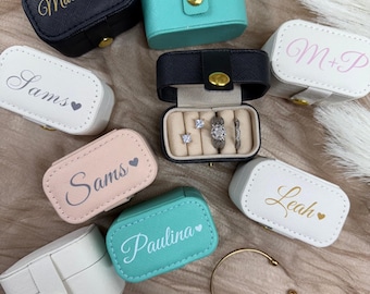 Personalized Jewelry Travel Case with Name, Gift For Bridesmaid, Travel Jewelry Box, Wedding Bridesmaid Gift Bride Gift, Small Ring holder