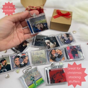 Personalized Photos, Music Lovers Keychain, Custom Mini Album CD Keychain with Photos & Spotify Song gifts, Christmas Stocking Stuffers Gift