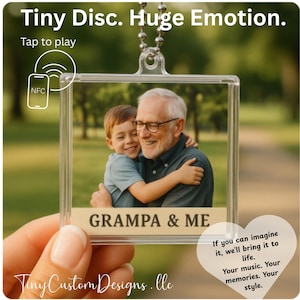Custom Mini Album CD Keychain with NFC – Play Your Favorite Music Instantly – Personalized Music Gift For Mom, Music Lover Keychain CD Album