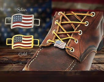 American Flag Shoe Charm  American Flag Shoe Charm - Patriotic Shoe Accessory for Trump Supporters, USA Flag Boot Charm, Pro-American Gift