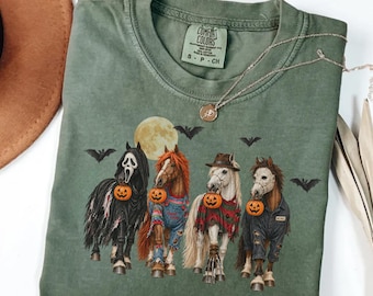 Comfort Colors® Halloween Horse Shirt, Cute Ghost Horse Shirt, Spooky Horse Shirt, Horse Lover Gift, Western Halloween, Cowgirl Horse Shirt