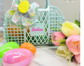 Personalized Easter Basket with Name , Egg Hunt , Handmade Bunny Basket , Personalized Easter Basket Egg Hunt ,Handmade Bunny Basket