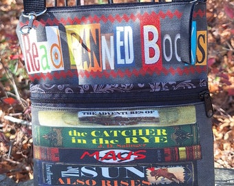 Read Banned Books Large Travel Bag that Can Convert to a Backpack. 4 Exterior Pockets.  2 Zipped.  2 Open.  Free Shipping.