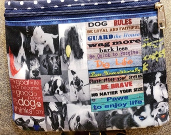 Dogs Themed  Large Travel Bag that Can Convert to a Backpack. 4 Outside pockets.  2 Zipped. 2 Open.  Free Shipping