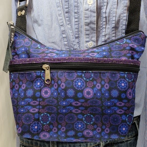 Colorful Roomy Little Bag. Six Exterior Pockets.  3 Zipped.  3 Open.  Free Shipping