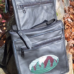 Black Leather Casino/Travel Purse with leather applique or plain front. 4 Pockets. Free Shipping.
