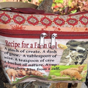 Farm Chicks Large Traveler with Adjustable Strap.  6 Exterior Pockets.  Free Shipping.