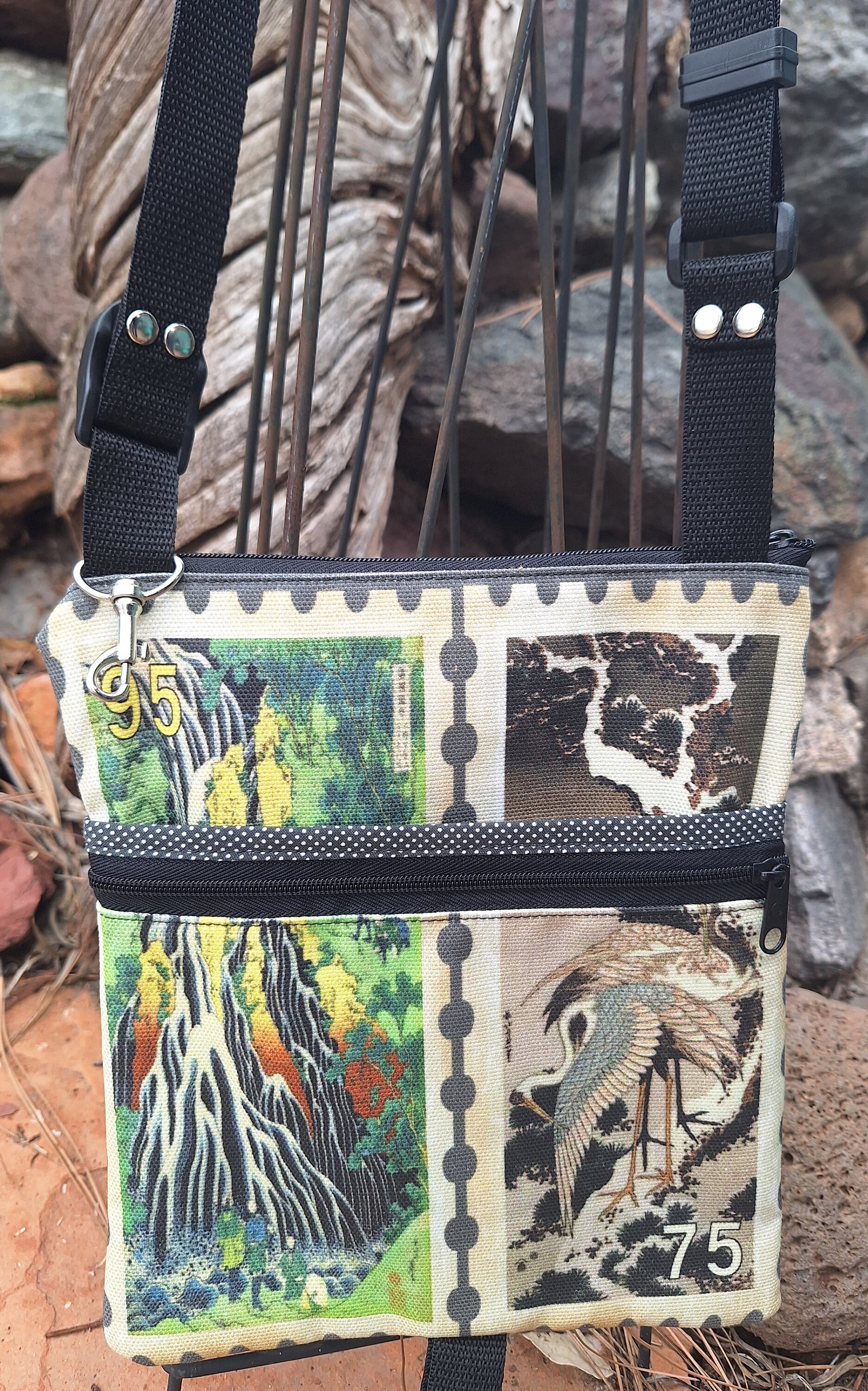 The sak backpack converts from backpack to crossbody.  Blue/green lining STATE Bags | Kane Kids Backpack Polyester Canvas Green/Navy  main image 2