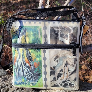 Vintage Asian Stamp Graphics Casino/Travel Purse.  Free Shipping