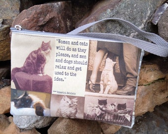 Wristlet with Cat images and sayings  Free Shipping