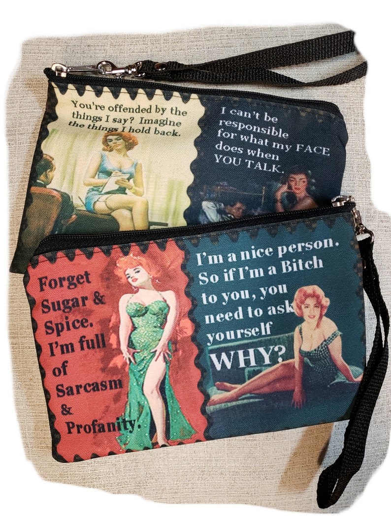 Sarcastic Wristlet Made from Original Graphics and Vintage Pulp Fiction Images Free Shipping. image 1