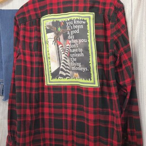 Snarky Patch on a Xlarge Reclaimed Flannel Shirt. Free Shipping 