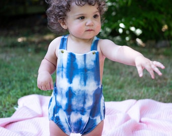 shibori baby romper // organic baby clothes // baby playsuit // cross back romper // girls romper / summer baby clothes / baby boy clothes