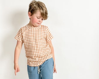 t-shirt bio pour enfants // t-shirt à carreaux // vêtements pour garçons / vêtements pour tout-petits / chemise pour bébés // vêtements pour bébés / haut pour garçon / vêtements pour enfants bio