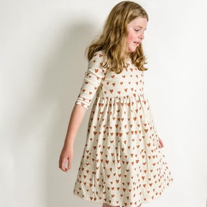 Girls scoop back dress // organic heart print dress // toddler twirl dress // organic toddler dress // girls clothing / organic baby clothes
