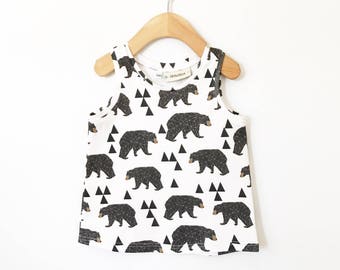 bear tank top // Organic baby clothes // bear shirt // kids clothes // boys clothing // summer clothes // baby shirt // toddler shirt