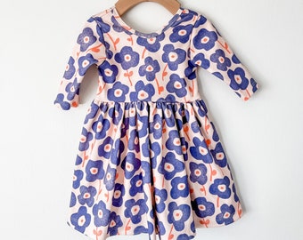 Girls scoop back dress // organic toddler dress // floral twirl dress // organic toddler dress // fall dress // organic baby clothes